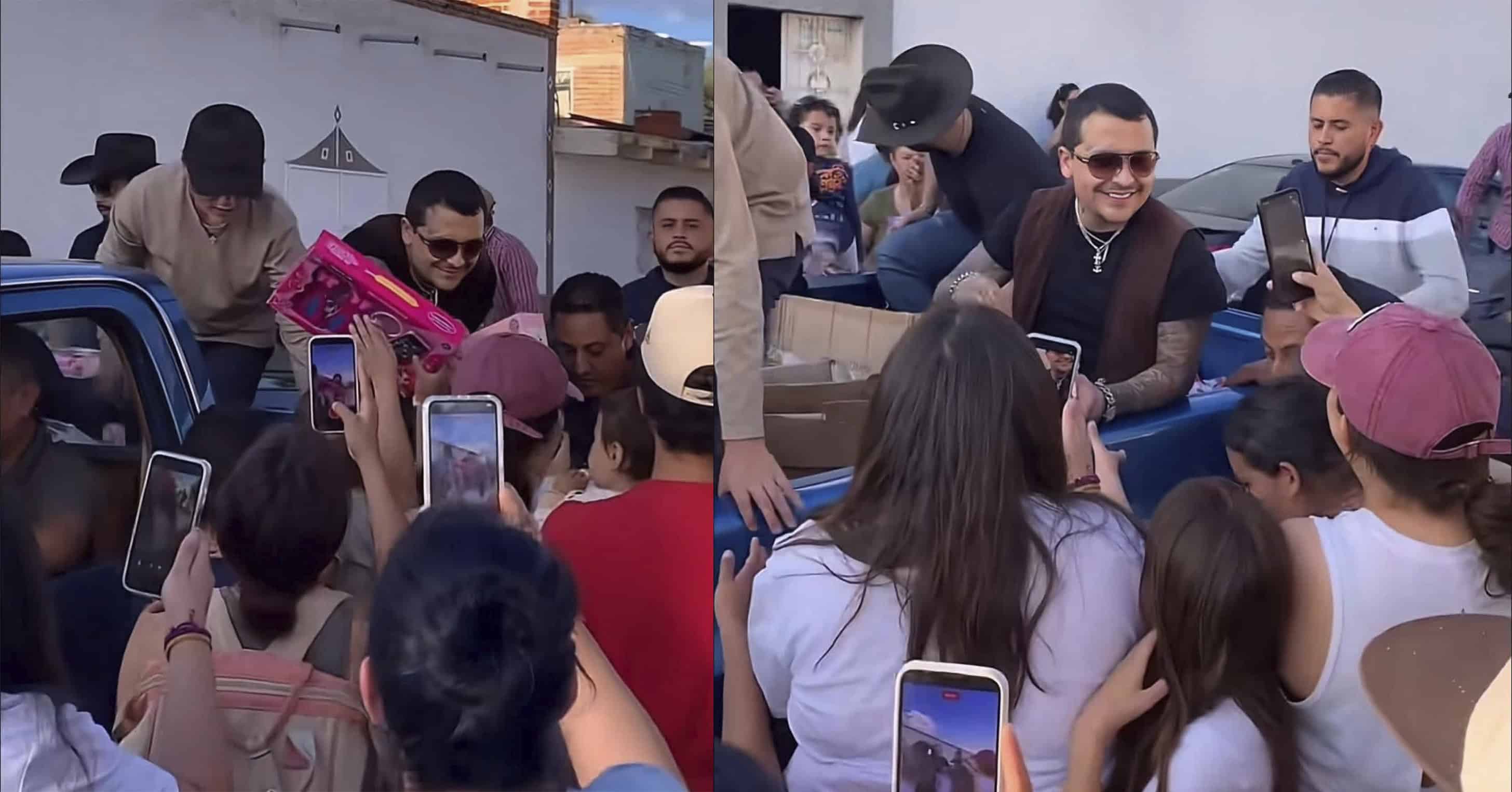 Navidad dividida: Nodal reparte juguetes en Zacatecas y su hija Inti enternece desde la distancia