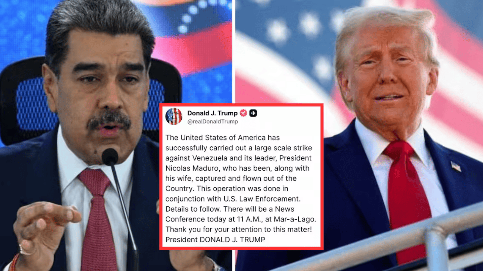 Donald Trump confirma captura de Nicol&aacute;s Maduro en Caracas