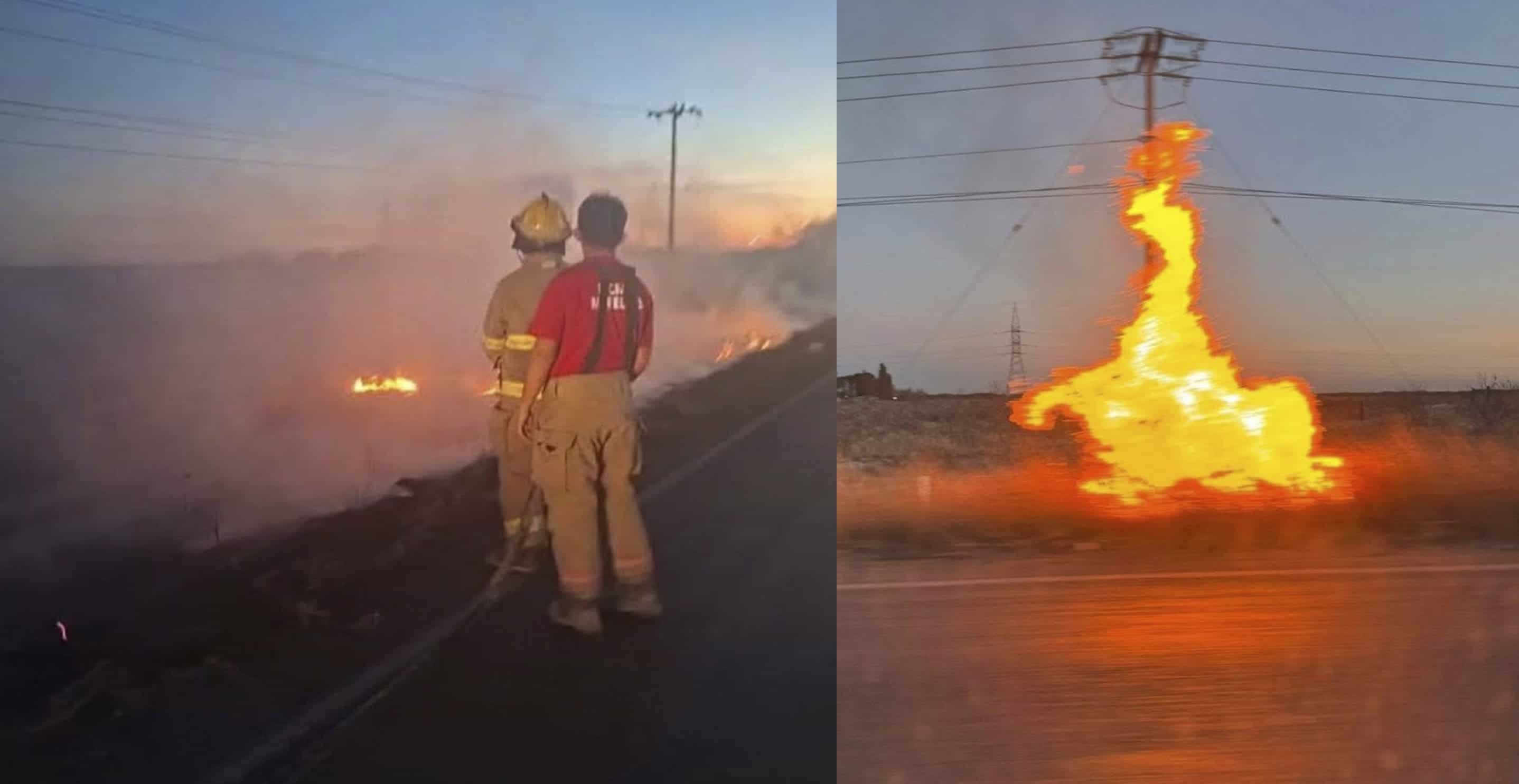 Controlan incendio de zacatal a un costado de la carretera 57 en Morelos
