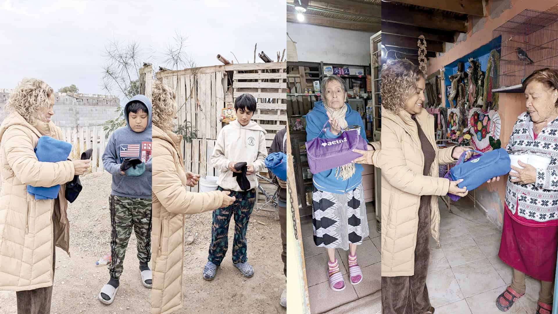 Leticia Medina entrega kits para el fr&iacute;o en Cuatro Ci&eacute;negas