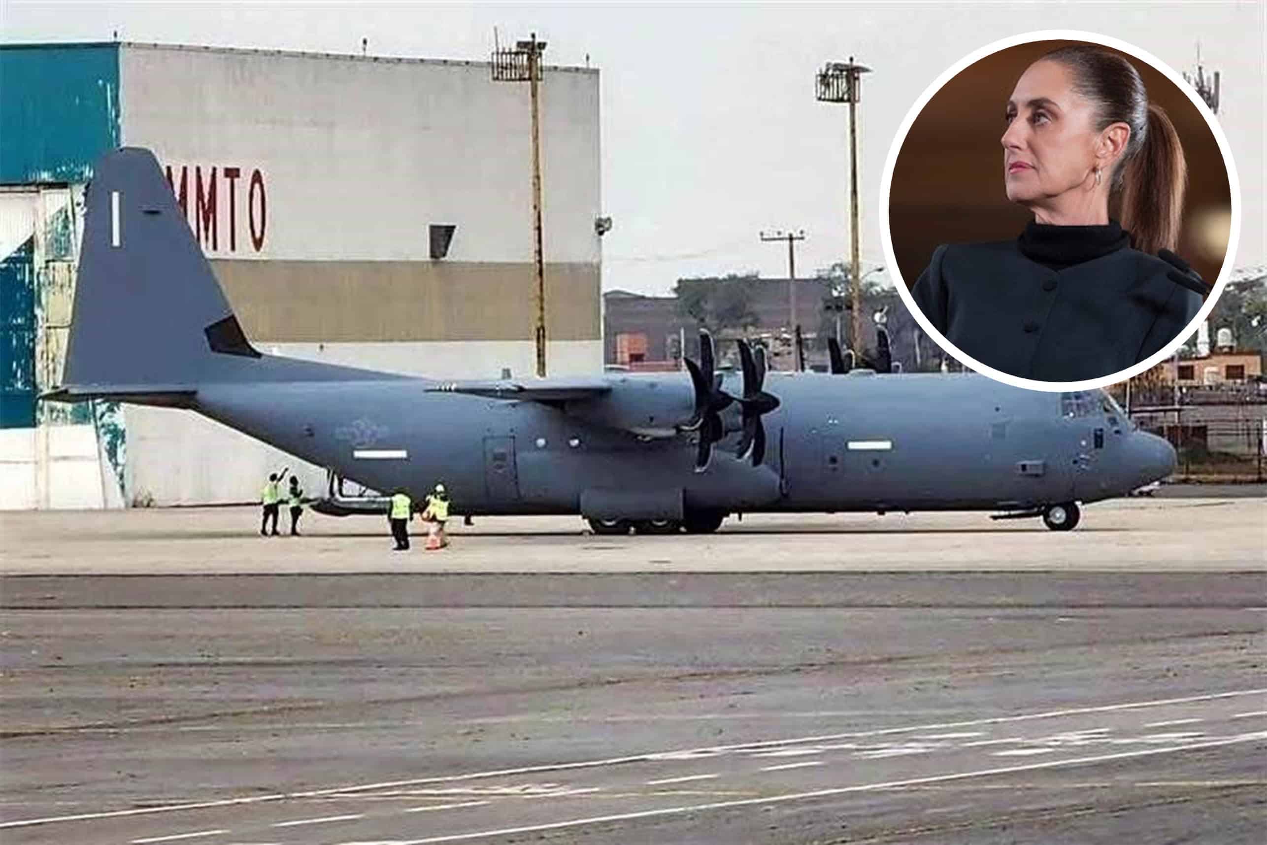 Sheinbaum aclara llegada de avi&oacute;n militar de EE. UU.: no transportaba tropas ni armas