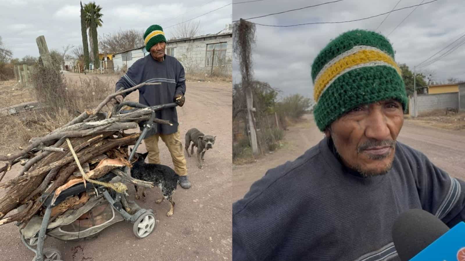 En temporada invernal   Recolecta jornalero le&ntilde;a Para venderla y subsistir