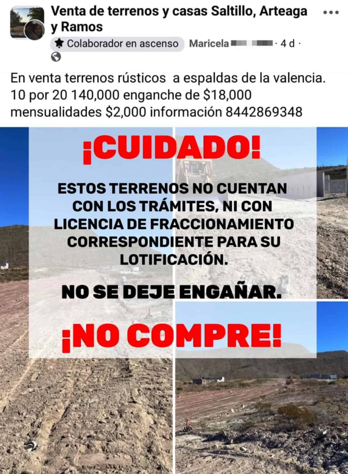Fraude en terrenos de La Valencia: Gobierno de Saltillo informa