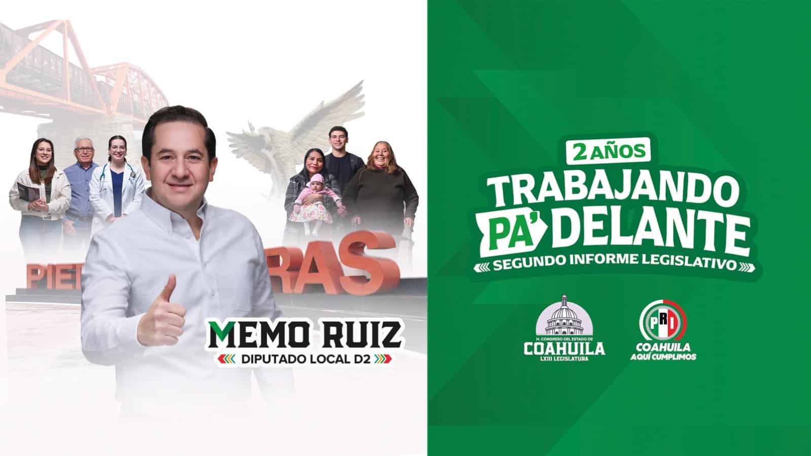Invita Memo Ruiz a su informe legislativo en Piedras Negras