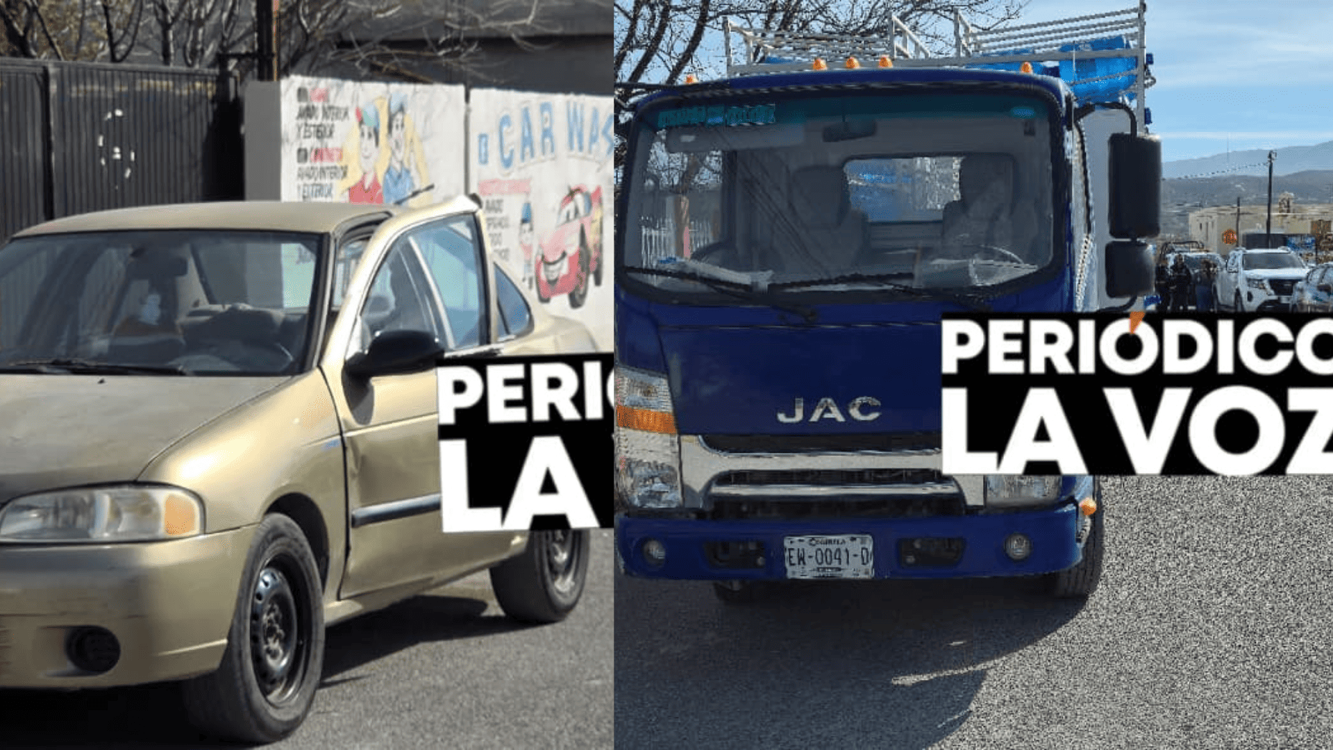 Le arremanga una puerta  cami&oacute;n de agua Santa Mar&iacute;a