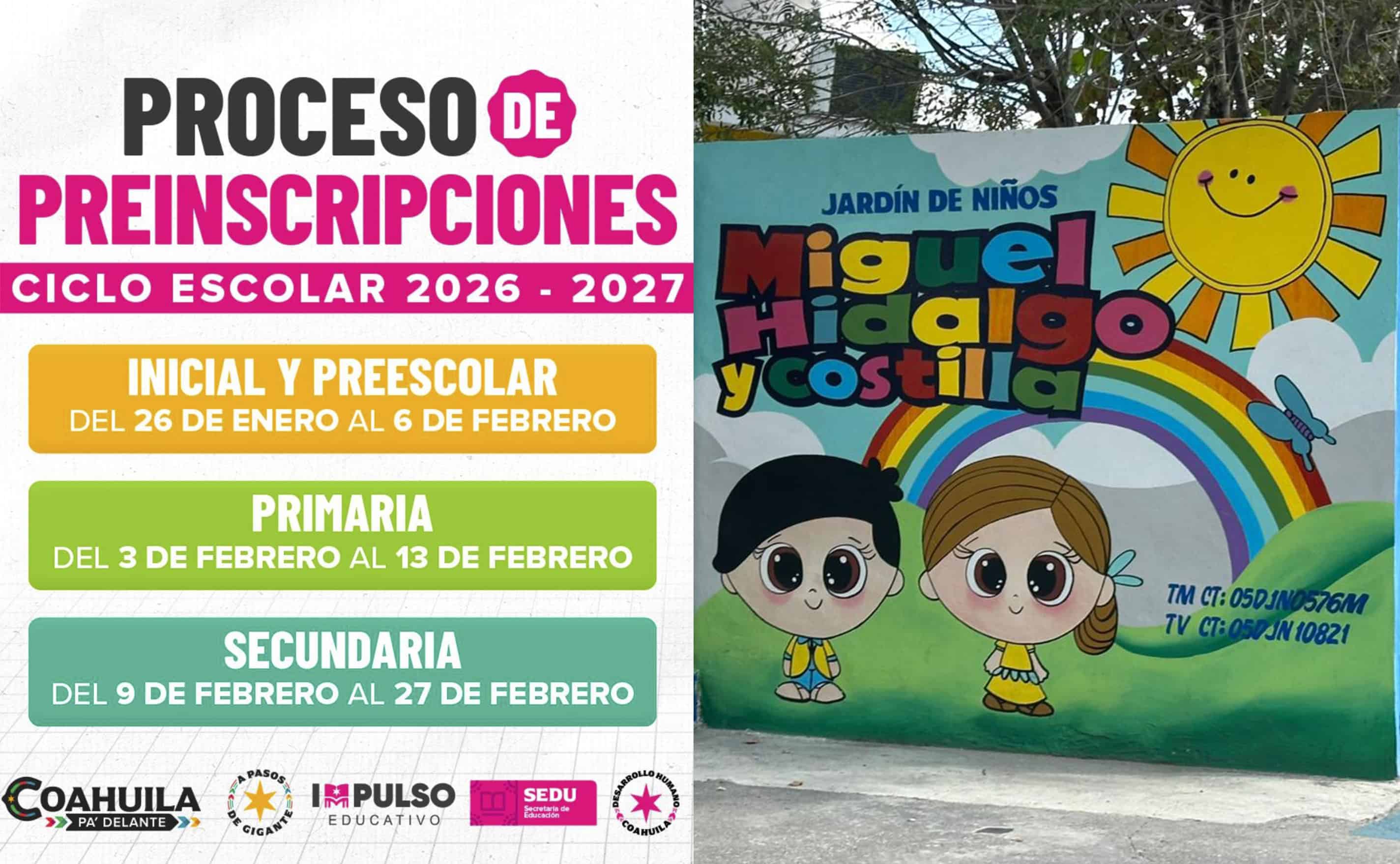 Ampl&iacute;an plazo de preinscripciones en preescolar en Coahuila