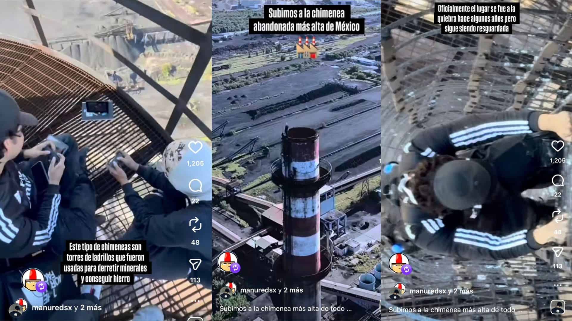 j&oacute;venes suben a chimenea y comparten su aventura en redes sociales