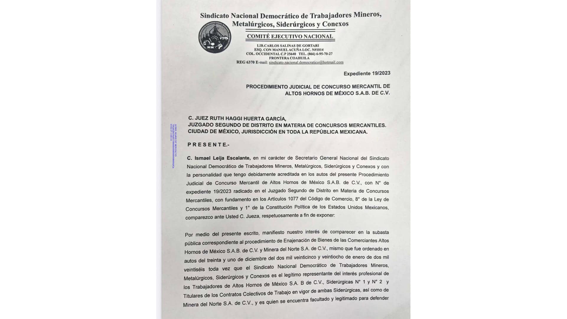 Sindicato Minero busca intervenir en subasta de AHMSA: Obst&aacute;culos legales para Ismael Leija