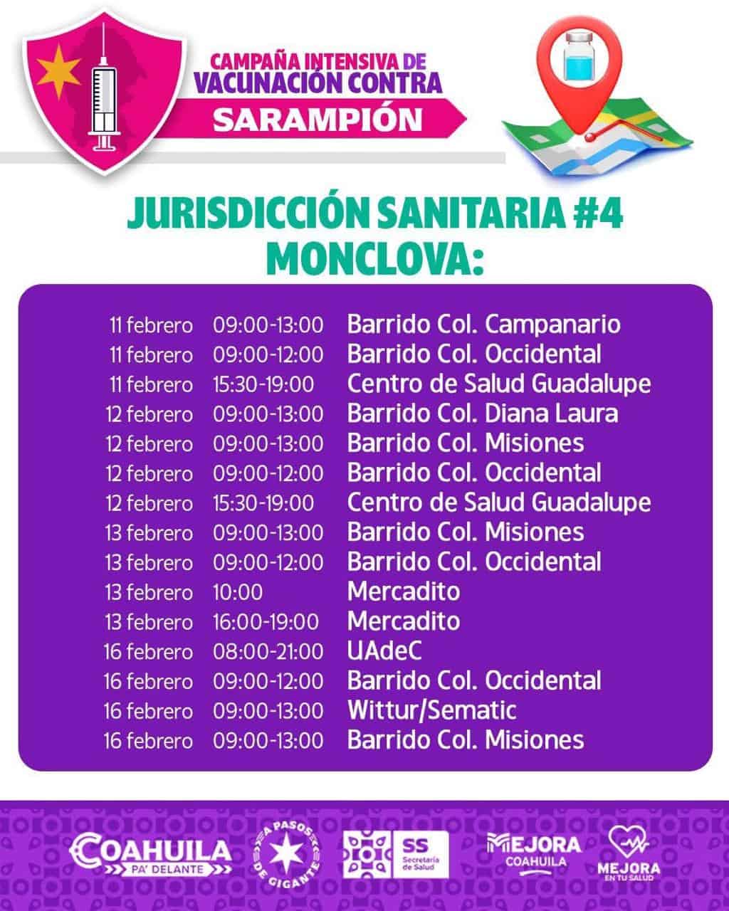 Inicia campa&ntilde;a intensiva de Vacunaci&oacute;n contra el sarampi&oacute;n en Monclova 