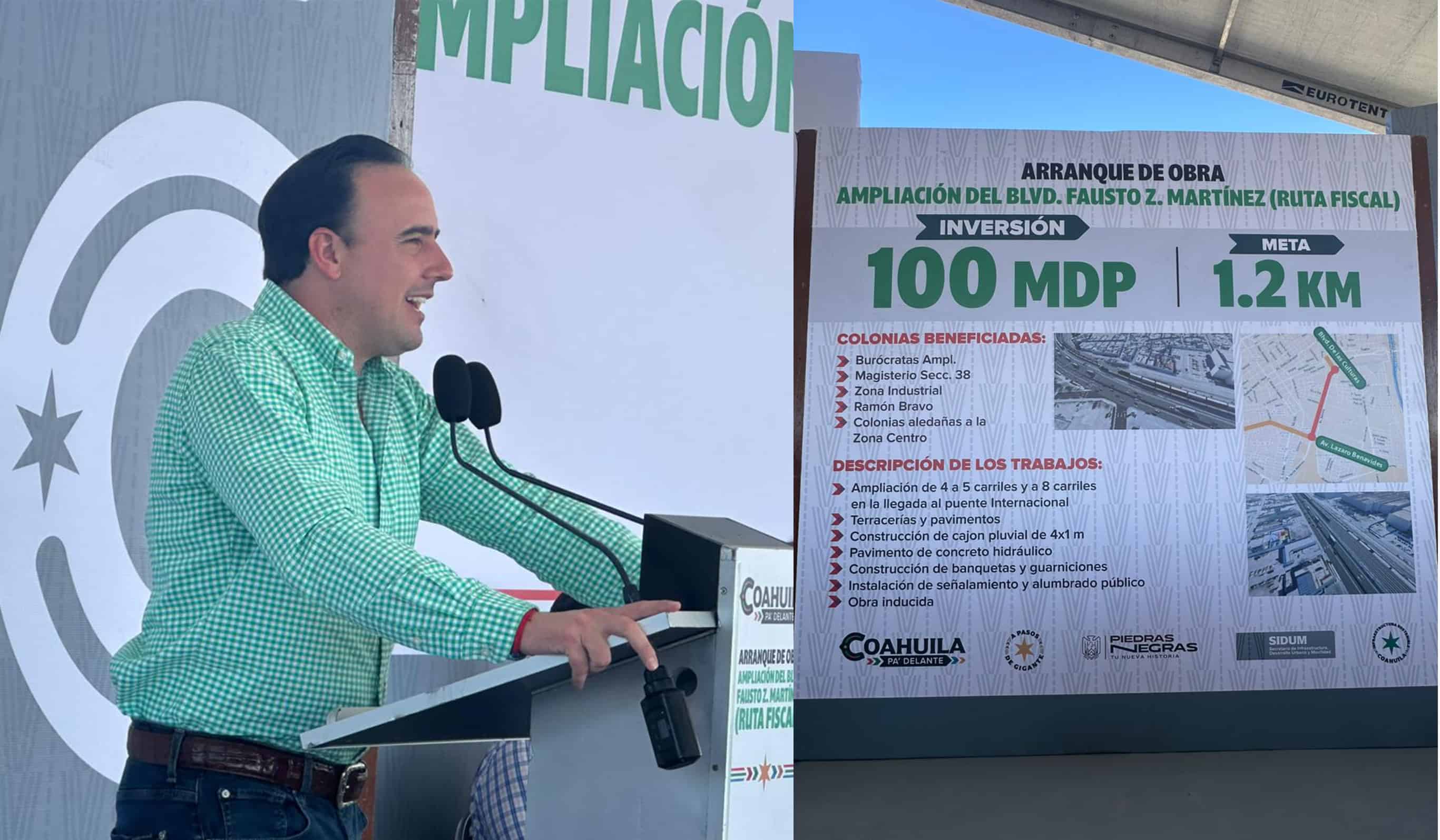 Gobernador Jim&eacute;nez Salinas da inicio a la construcci&oacute;n de la Ruta Fiscal en Piedras Negras
