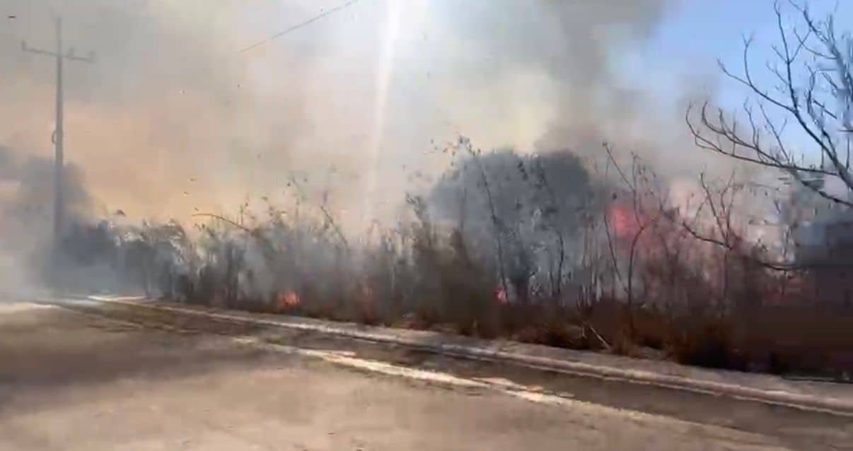 Incendio consume pastizales en el arroyo La Encantada, en Ramos Arizpe