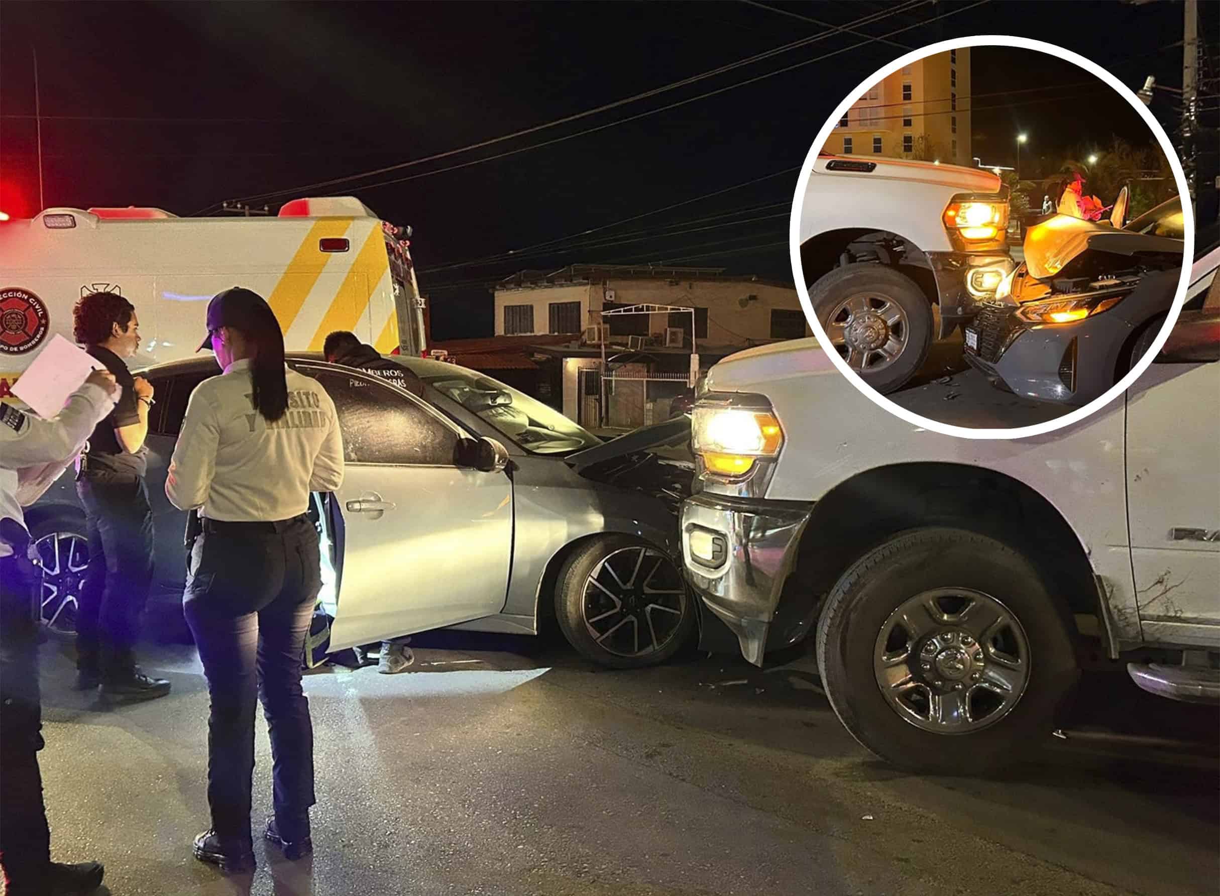 Conductor ebrio provoca fuerte choque en cruce de Piedras Negras