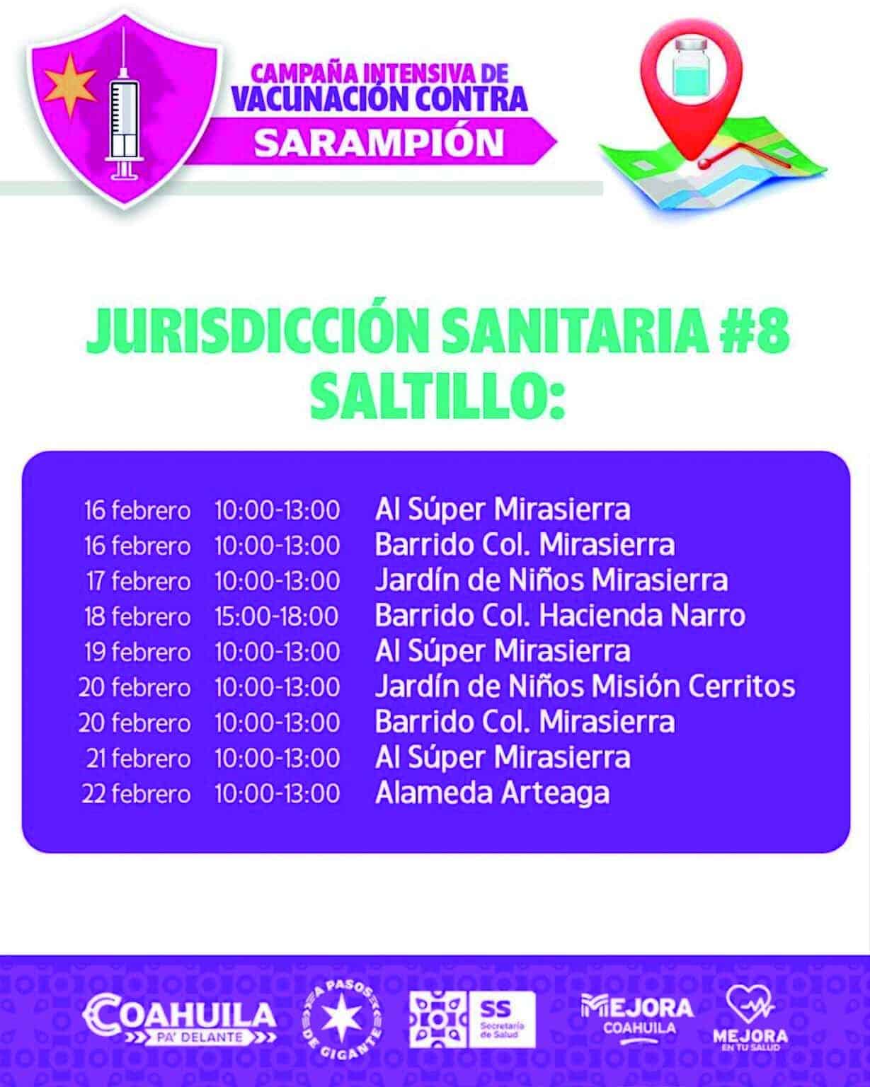 Saltillo facilita acceso a vacuna contra el sarampi&oacute;n para grupos vulnerables