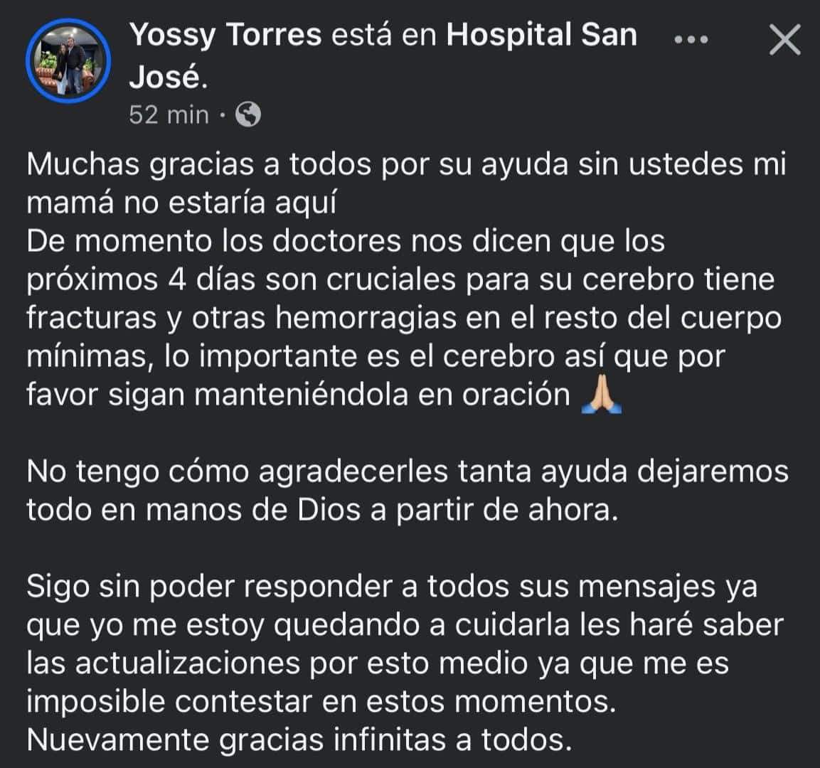 Familia pide apoyo para gastos m&eacute;dicos de Elvia N tras volcar