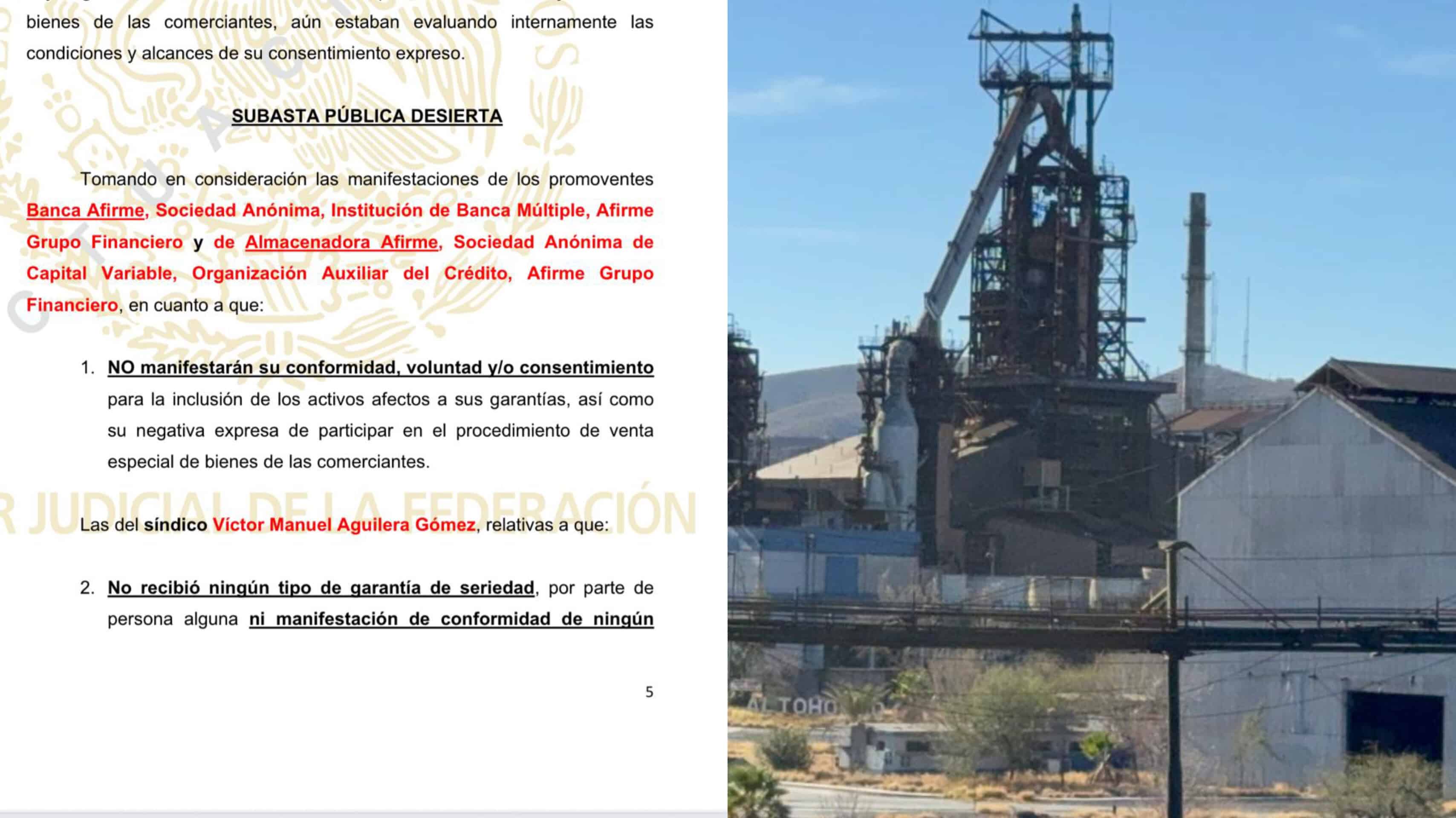 Fracasa la subasta de AHMSA y Minera del Norte: Juez la declara desierta.