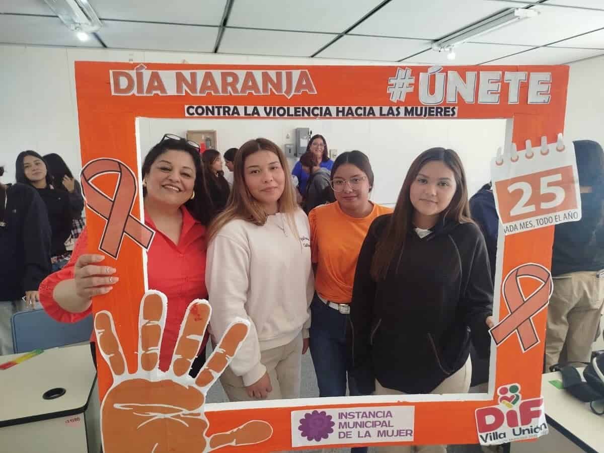 Conmemoran el D&iacute;a Naranja con pl&aacute;ticas sobre igualdad en Cecytec de Villa Uni&oacute;n