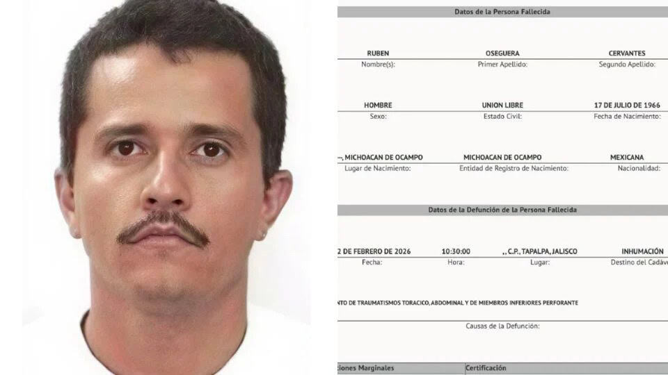 &iquest;Qu&eacute; revela la autopsia de El Mencho? Esto dice su acta de defunci&oacute;n