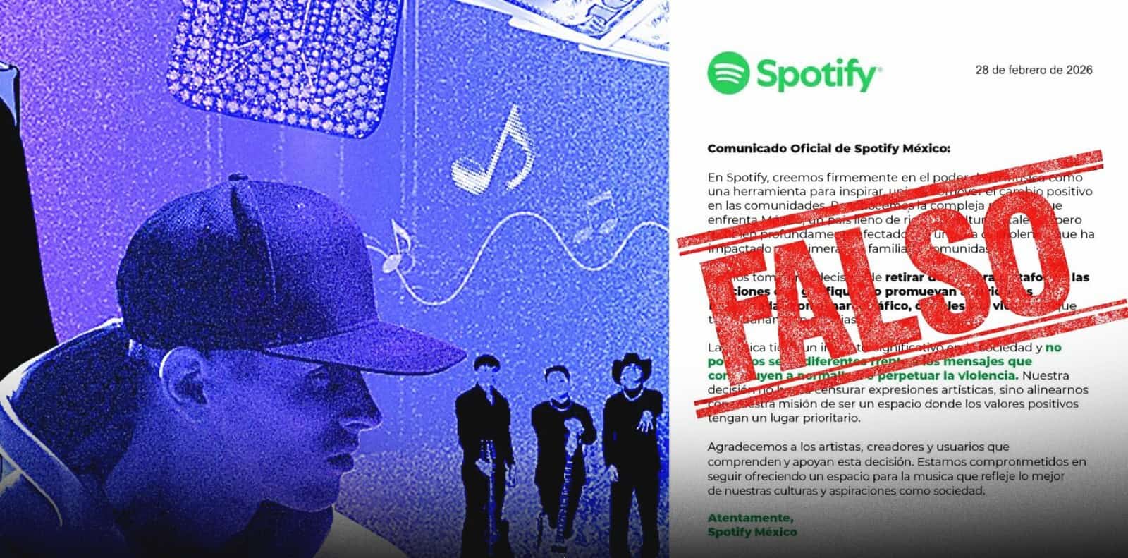 Spotify desmiente comunicado falso sobre corridos en M&eacute;xico