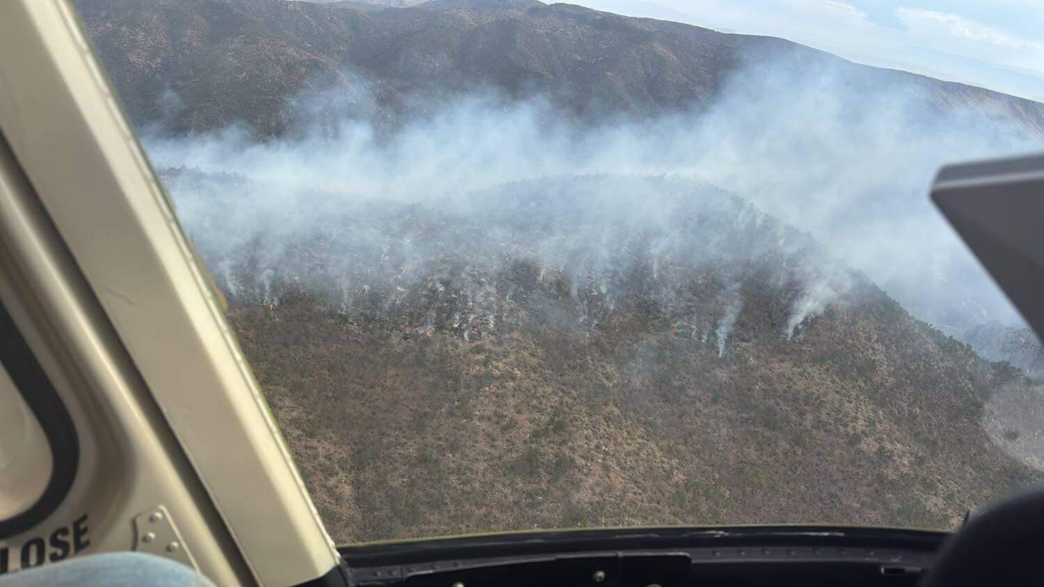 Incendio forestal en M&uacute;zquiz: Protecci&oacute;n Civil combate el fuego