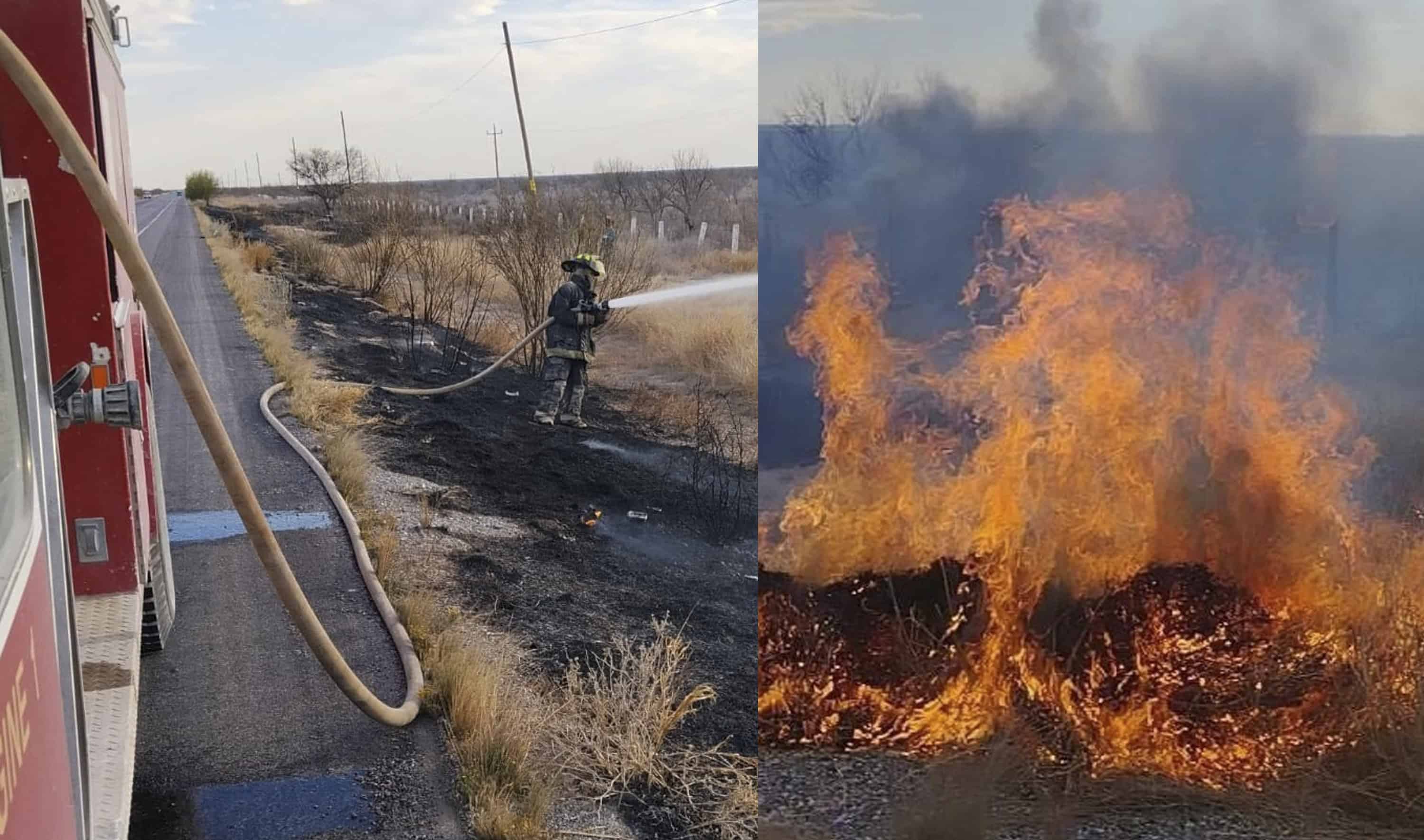 Controlan incendio de pastizal a la orilla de la carretera 29 en Zaragoza