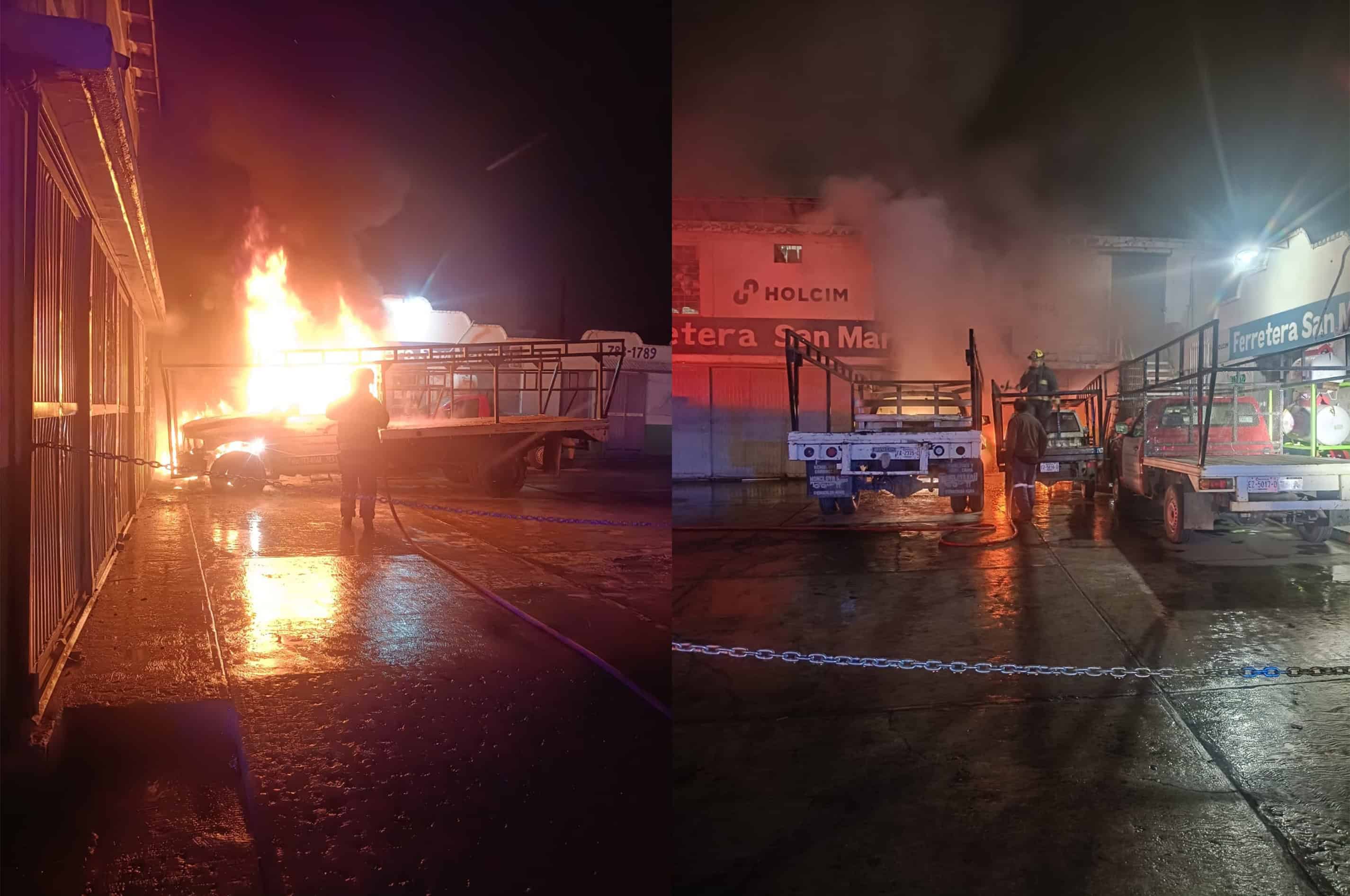 Veh&iacute;culo se incendia frente a ferreter&iacute;a en Piedras Negras y queda en p&eacute;rdida total