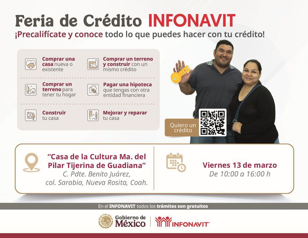 Asiste a la Feria de Cr&eacute;dito INFONAVIT en Nueva Rosita este 13 de marzo