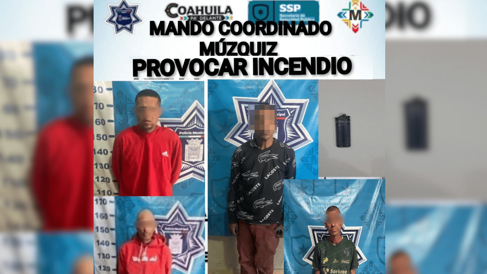 Capturan a cuatro presuntos responsables de incendios en M&uacute;zquiz