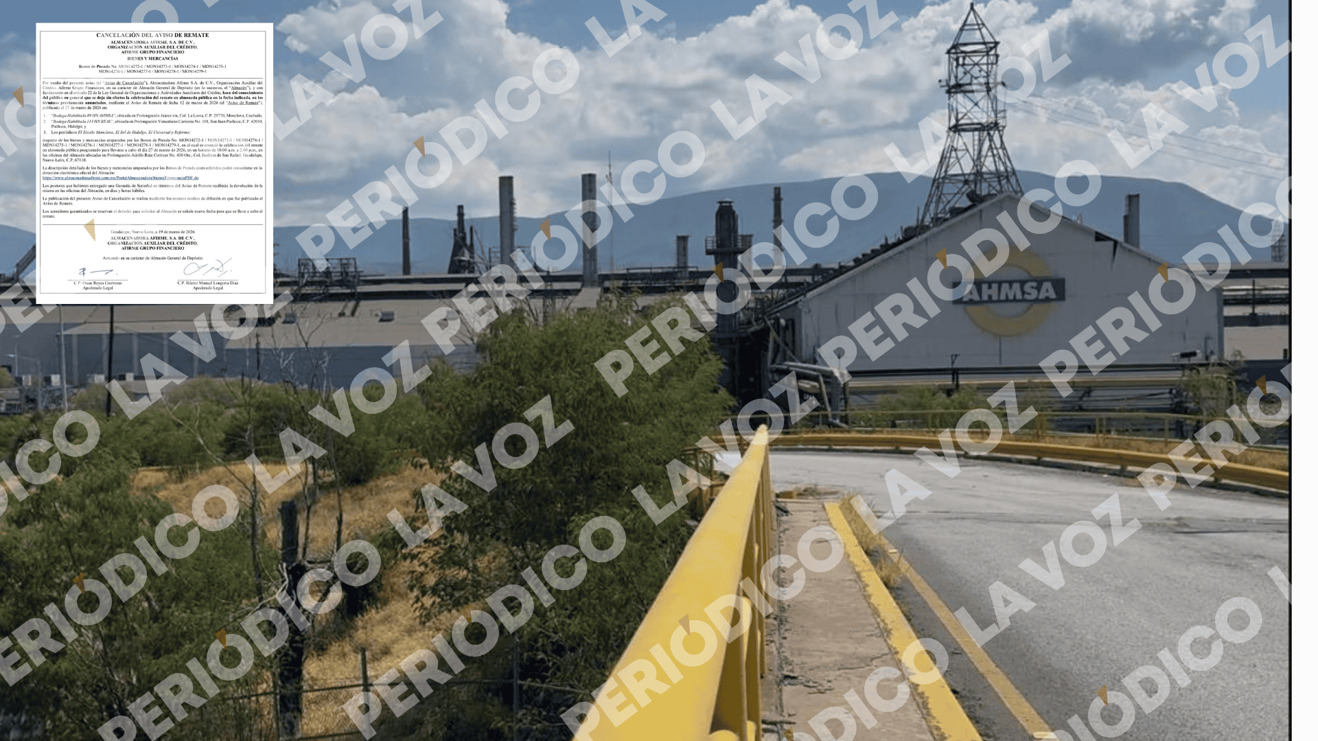 Cancela Afirme remate de bienes ligados a AHMSA; acreedores podr&iacute;an solicitar nueva fecha