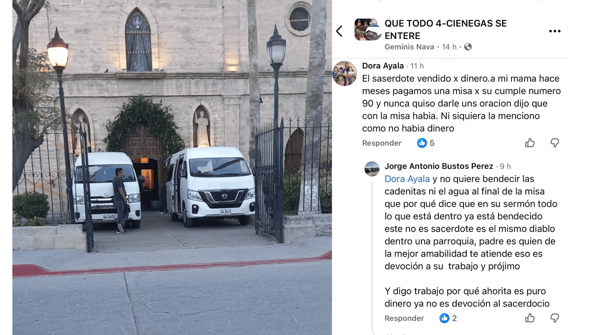 Indignaci&oacute;n en Cuatro Ci&eacute;negas: falta de orden en la parroquia de San Jos&eacute;
