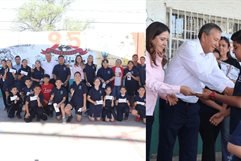 En Escuela Primaria “Benito Juárez García”   Alcalde Oscar Ríos entrega relojes Y anuncia cancha de futbol rápido