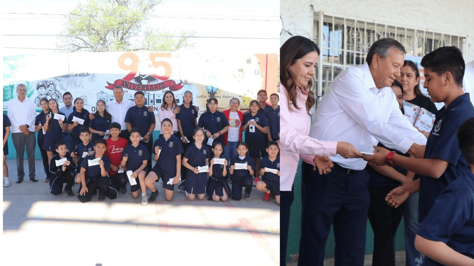 En Escuela Primaria "Benito Ju&aacute;rez Garc&iacute;a"   Alcalde Oscar R&iacute;os entrega relojes Y anuncia cancha de futbol r&aacute;pido