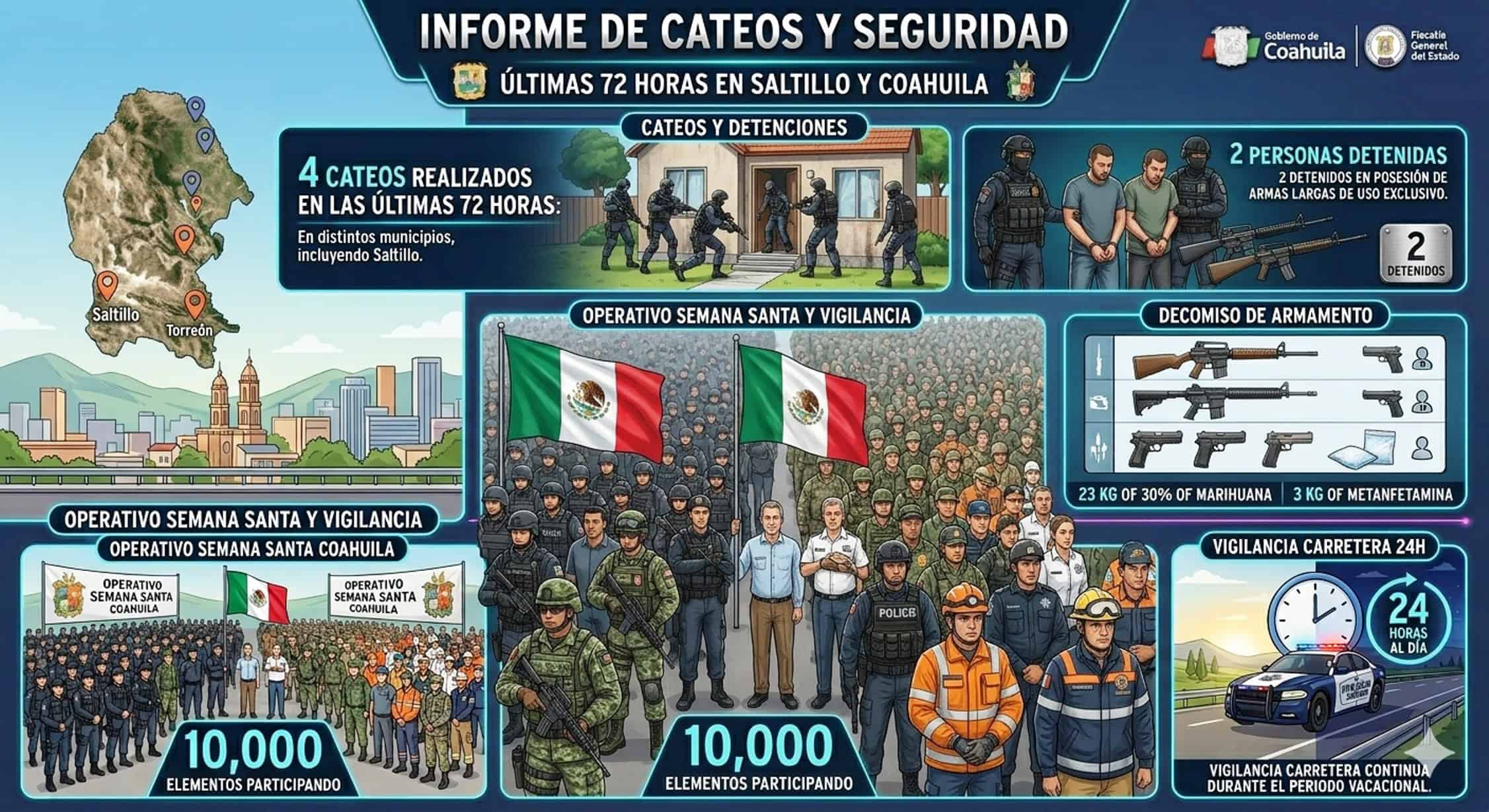 Federico Fern&aacute;ndez Monta&ntilde;ez informa sobre operativos de seguridad en Coahuila
