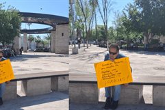 Esteban Pérez pide apoyo en Plaza Principal  de Monclova para su salud
