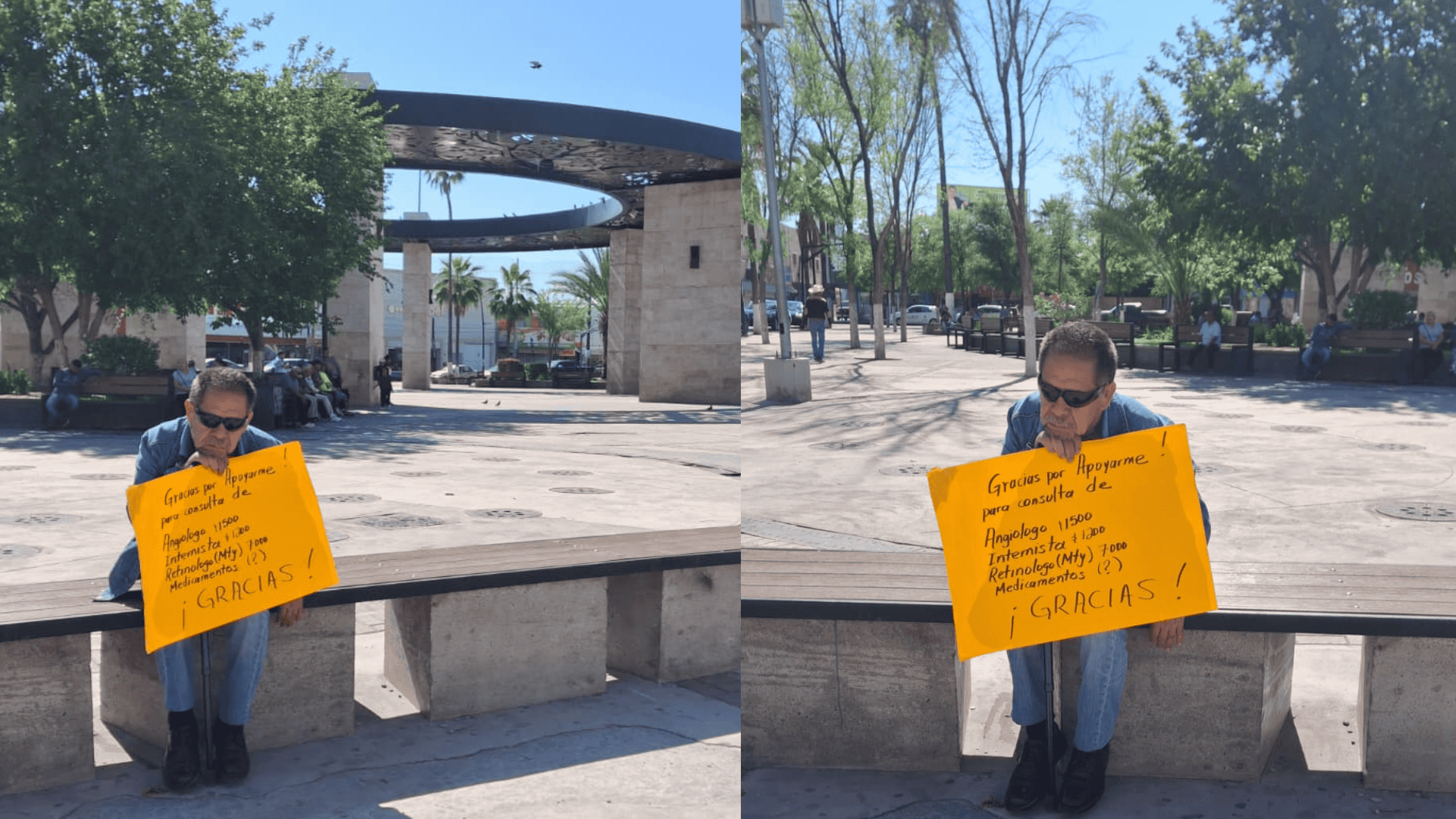 Esteban P&eacute;rez pide apoyo en Plaza Principal  de Monclova para su salud
