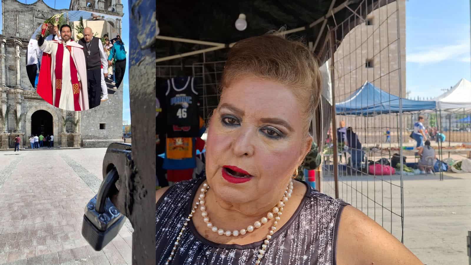 Inconformidad de comerciantes por candado en iglesia de Monclova