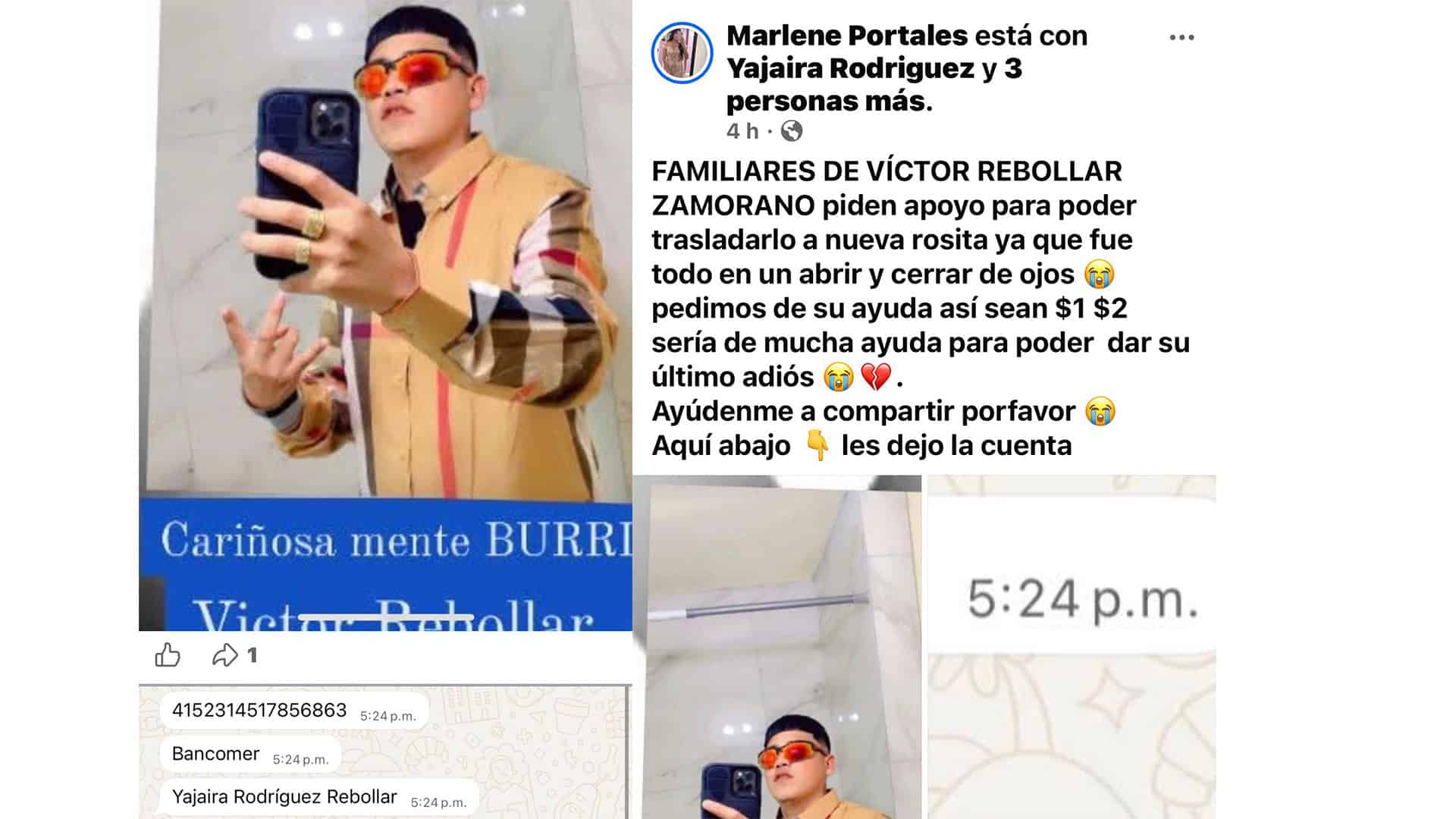 Familia de V&iacute;ctor Rebollar solicita apoyo para repatriar sus restos