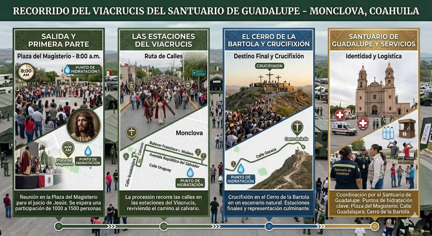 Viernes Santo en Monclova: Parroquia Santiago Ap&oacute;stol y Santuario de Guadalupe conmemoran la pasi&oacute;n