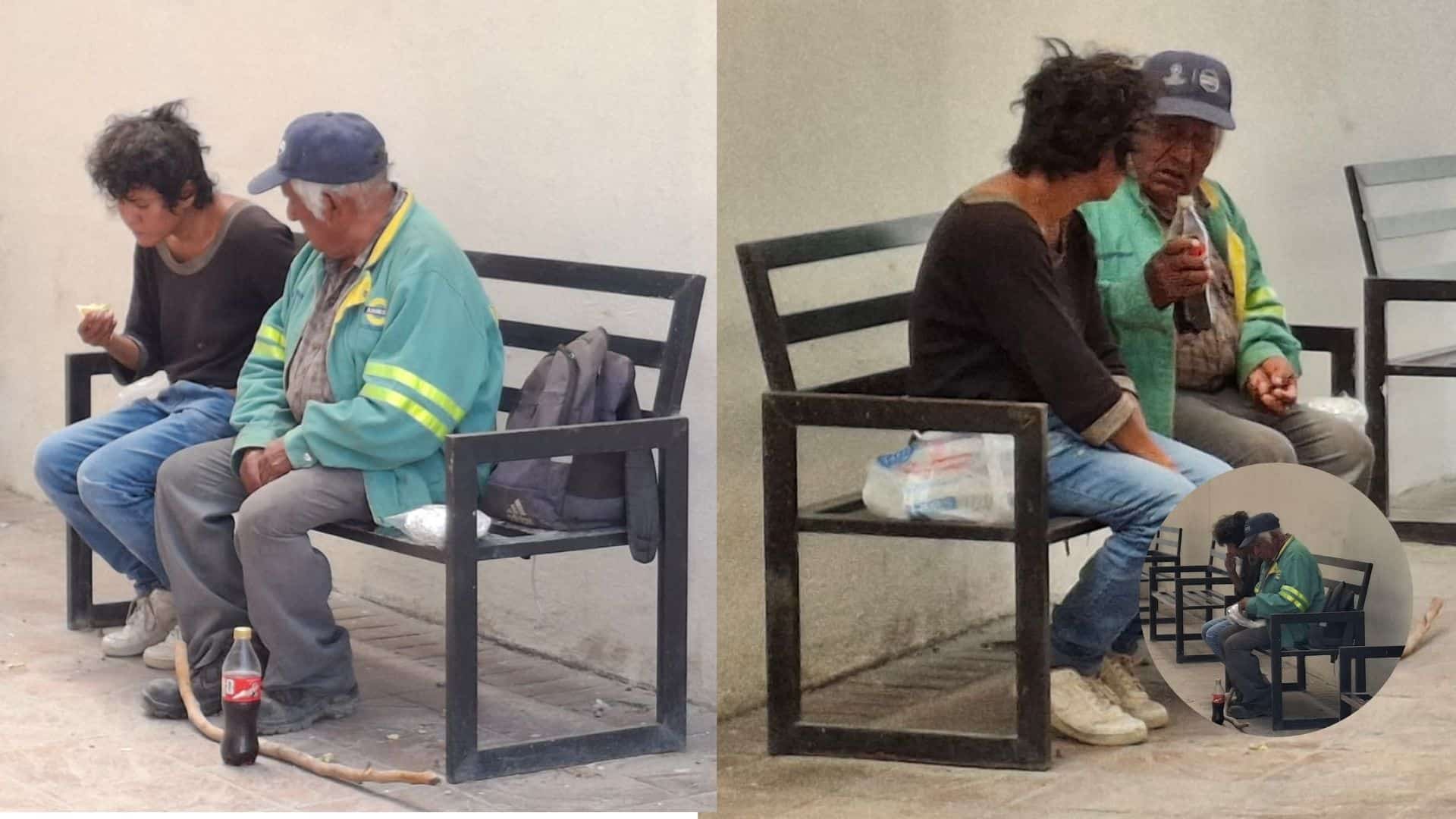 Un lonche compartido entre un adulto mayor y una mujer en situaci&oacute;n de calle