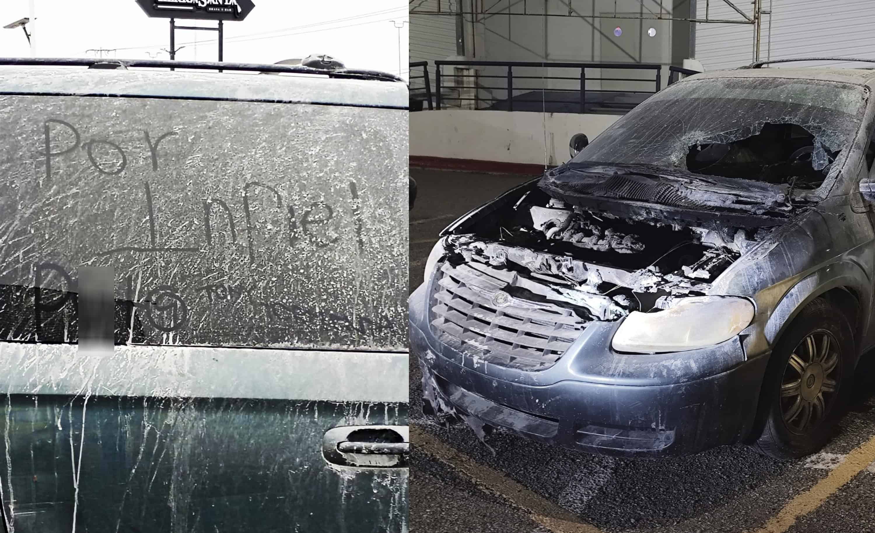 Incendian camioneta y dejan mensaje "Por infiel" en Piedras Negras