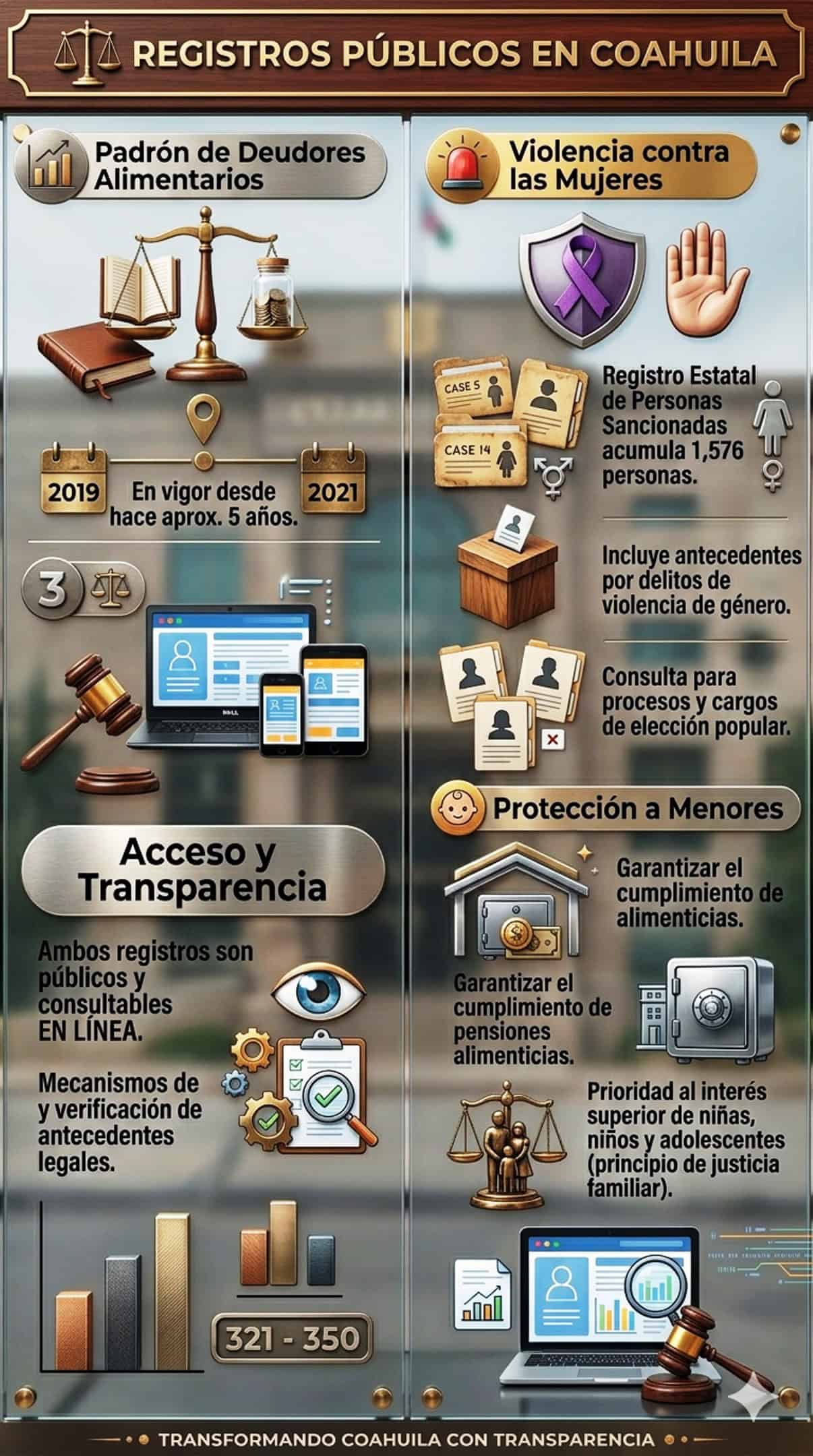 Coahuila implementa registros de deudores alimentarios y violencia contra mujeres