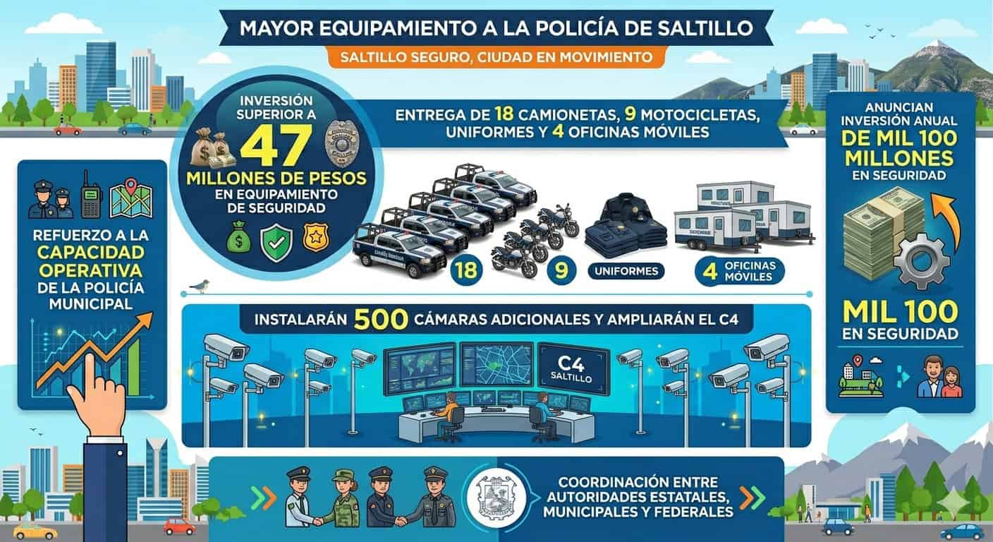 Entrega de patrullas y equipamiento en Saltillo para reforzar la seguridad