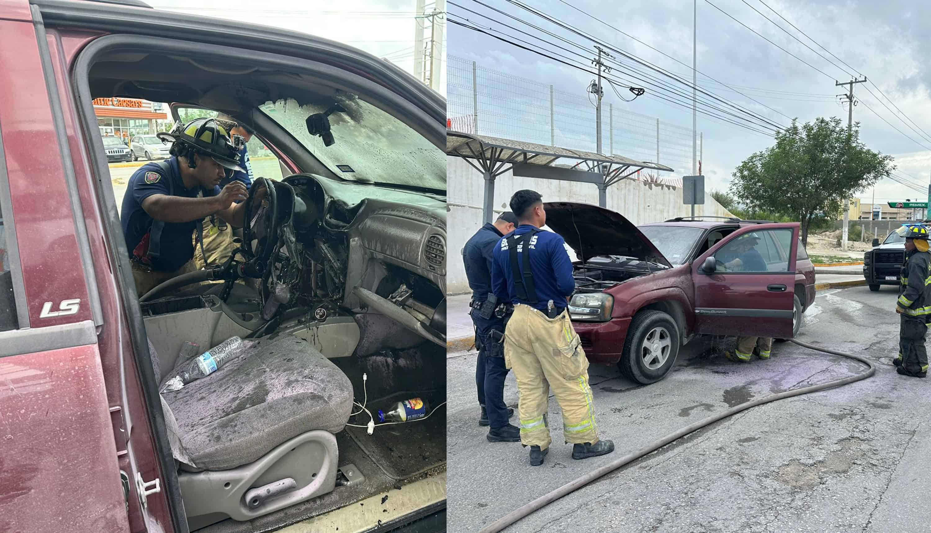 Camioneta se incendia por cortocircuito en transitado libramiento de Ciudad Acu&ntilde;a