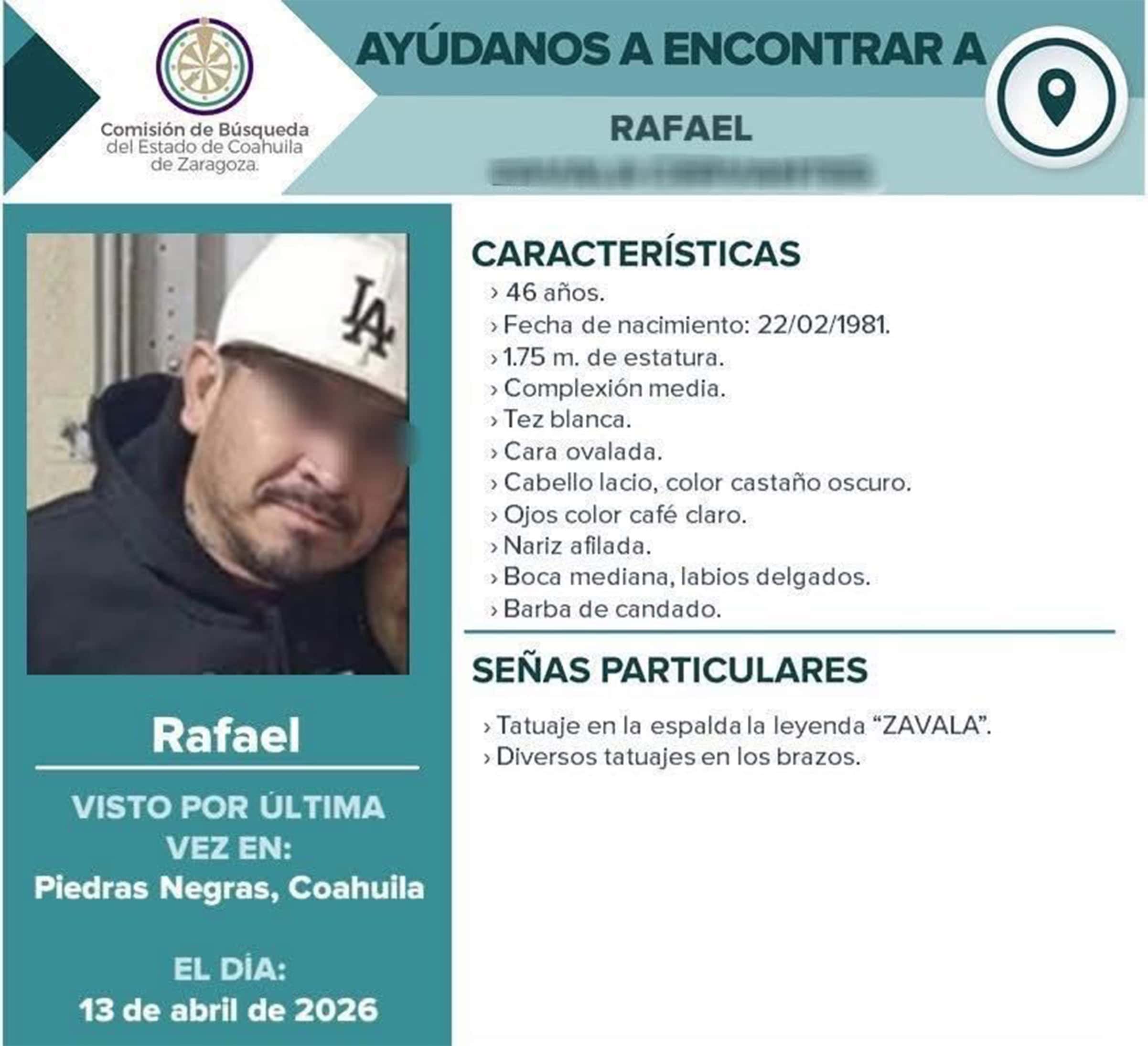 Hombre de 46 a&ntilde;os desaparecido en Piedras Negras es hallado en Estados Unidos