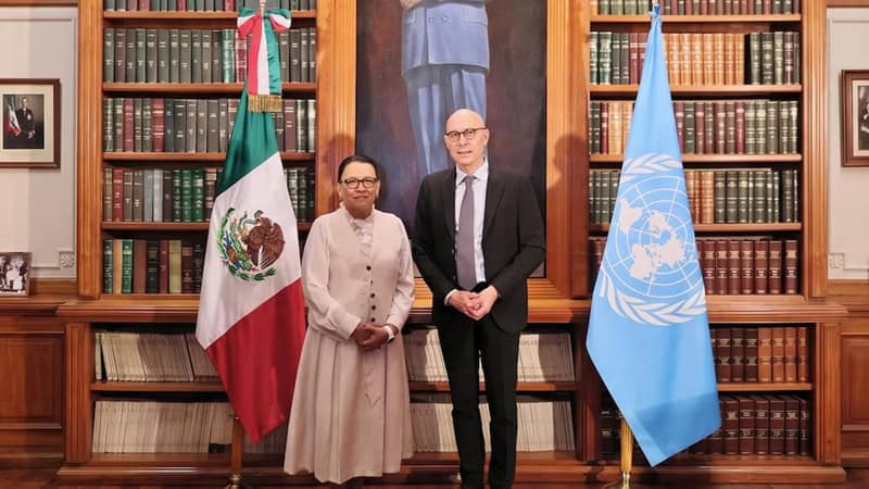 Rosa Icela Rodr&iacute;guez se re&uacute;ne con Volker T&uuml;rk para abordar derechos humanos