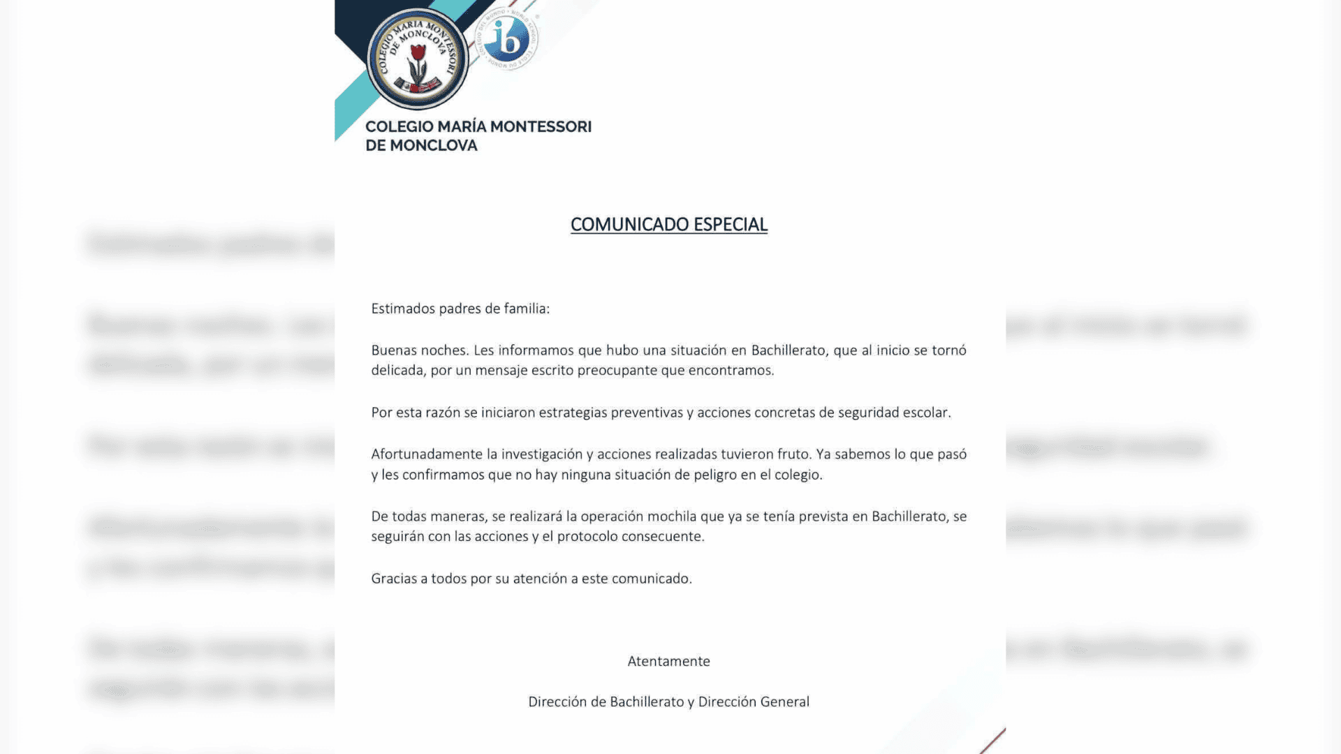 Activan protocolo de seguridad en colegio de Monclova por mensaje preocupante en Bachillerato