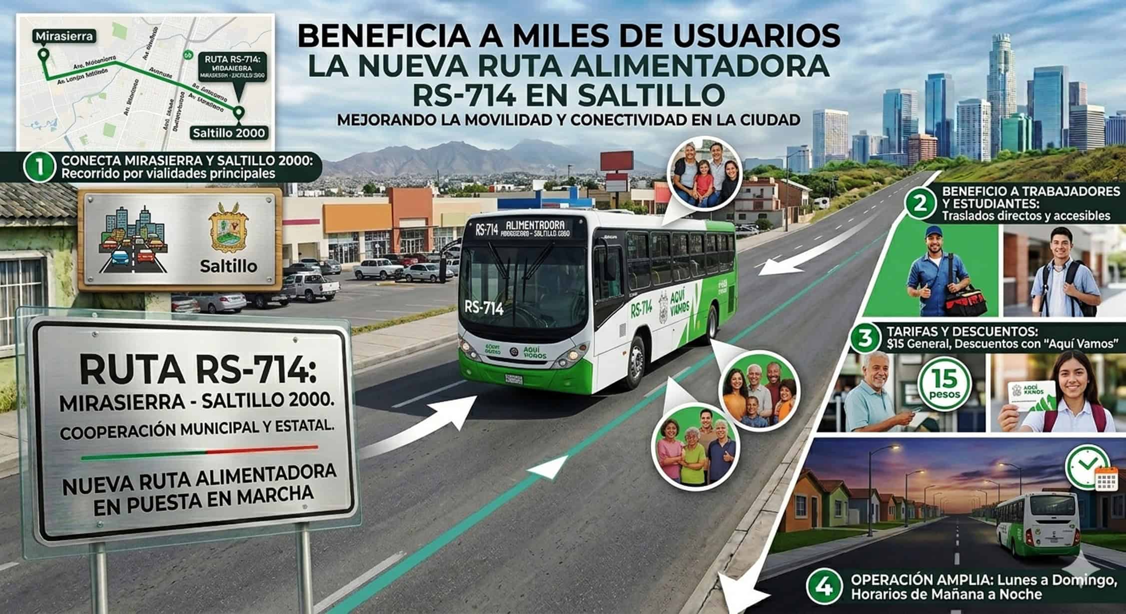 Saltillo estrena ruta RS-714 para mejorar la movilidad urbana
