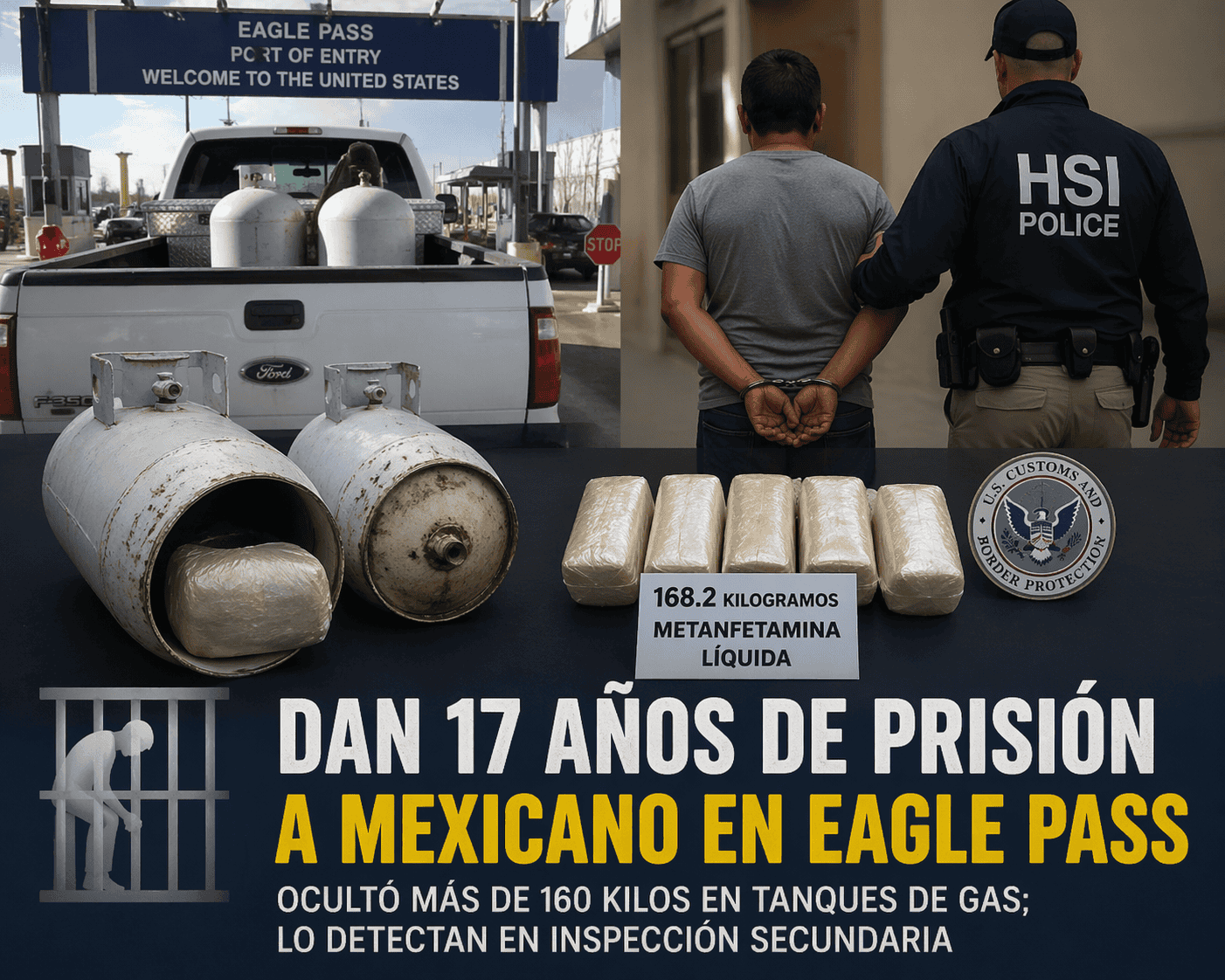 Sentencian a mexicano  por traficar &acute;meta&acute; en Eagle Pass; pasar&aacute; 17 a&ntilde;os en prisi&oacute;n