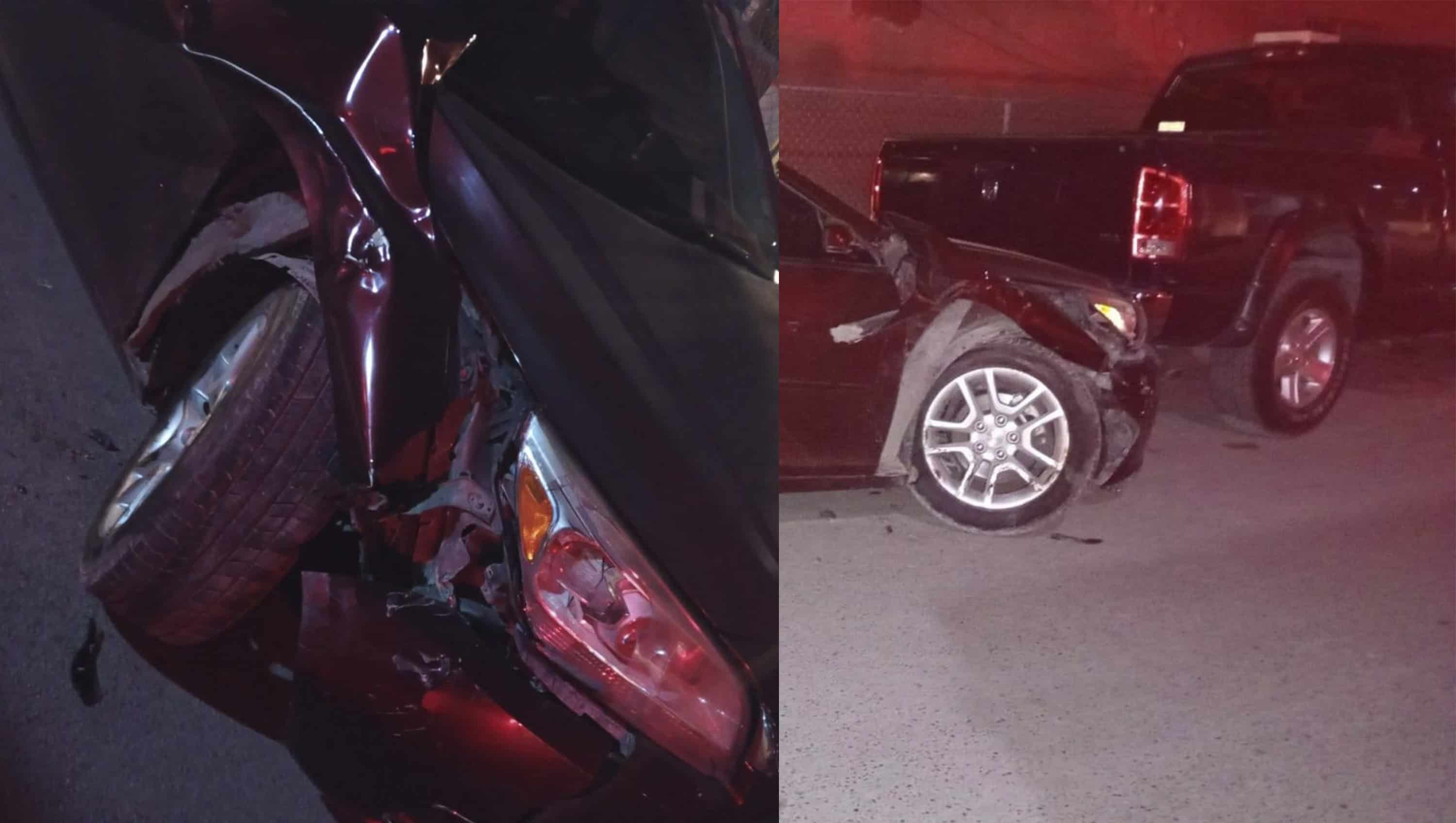 Aparatoso choque involucra tres veh&iacute;culos en cruce de Allende