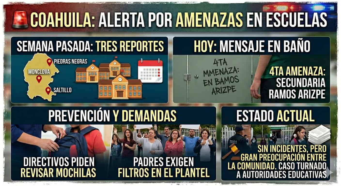 Mensaje de tiroteo en Secundaria Técnica de Ramos Arizpe