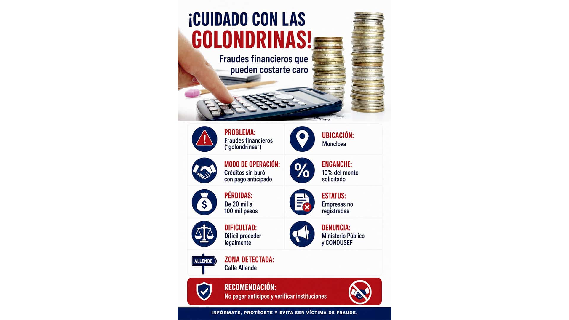 Estafas en Monclova: Golondrinas financieras enga&ntilde;an a ciudadanos